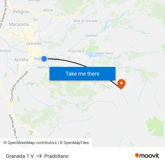 Granada 1 V to Pradollano map