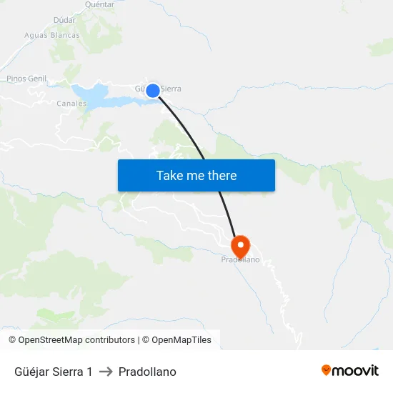 Güéjar Sierra 1 to Pradollano map