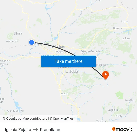 Iglesia Zujaira to Pradollano map