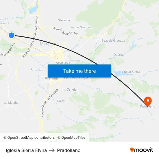 Iglesia Sierra Elvira to Pradollano map