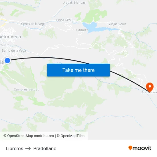 Libreros to Pradollano map