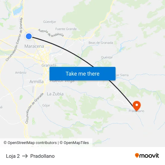Loja 2 to Pradollano map