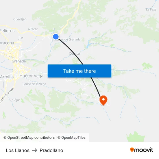 Los Llanos to Pradollano map