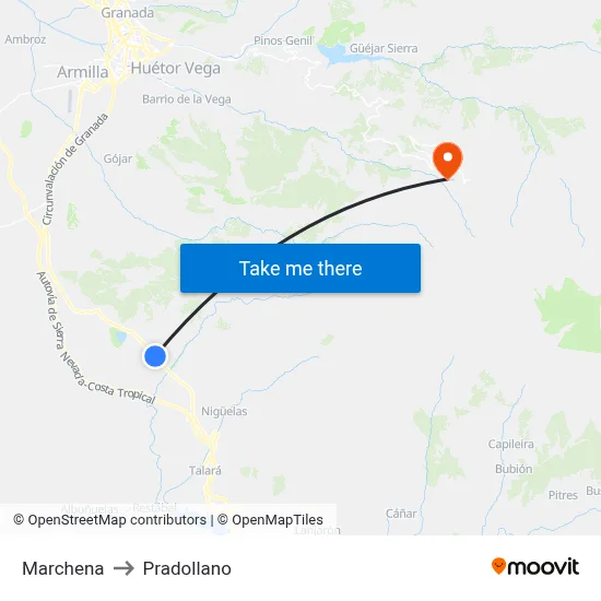 Marchena to Pradollano map