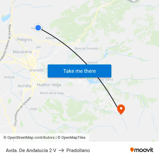 Avda. De Andalucía 2 V to Pradollano map