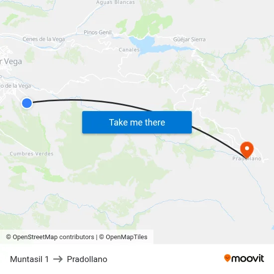 Muntasil 1 to Pradollano map