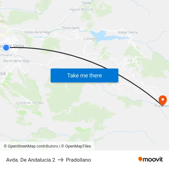 Avda. De Andalucía 2 to Pradollano map
