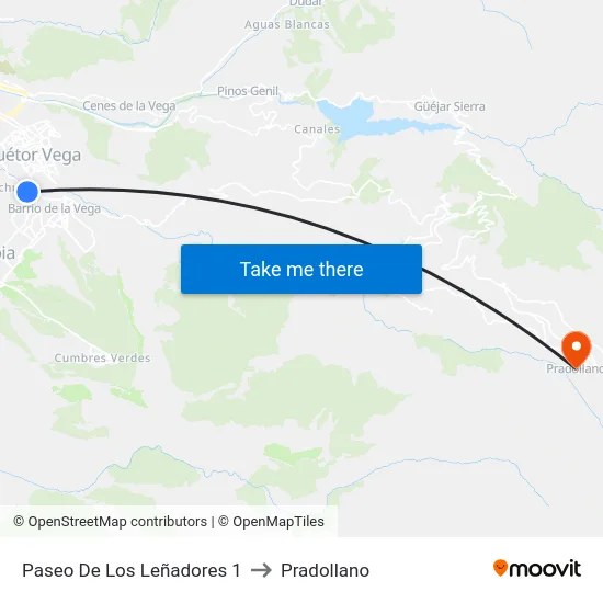 Paseo De Los Leñadores 1 to Pradollano map