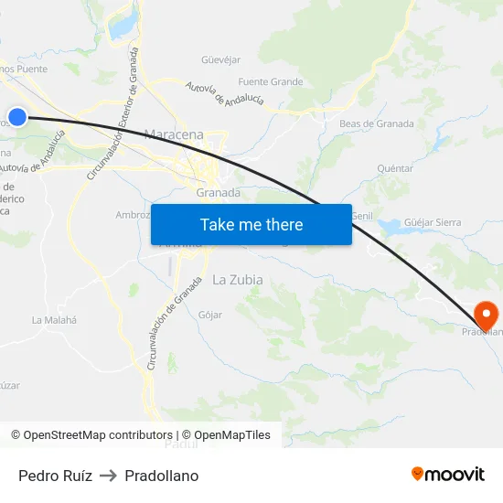 Pedro Ruíz to Pradollano map