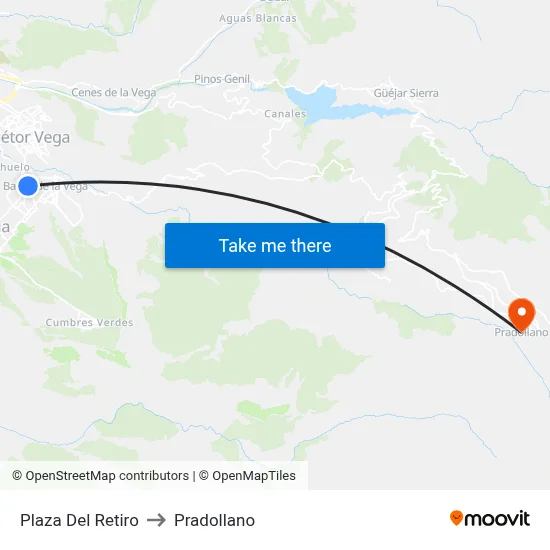Plaza Del Retiro to Pradollano map
