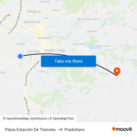 Plaza Estación De Tranvías to Pradollano map