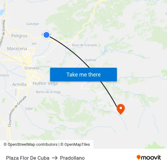 Plaza Flor De Cuba to Pradollano map