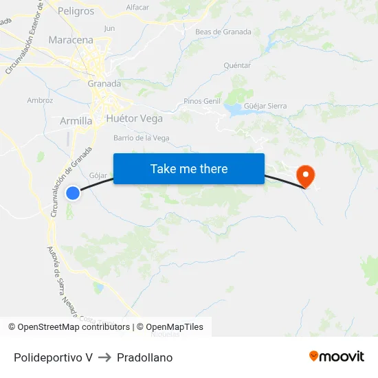 Polideportivo V to Pradollano map