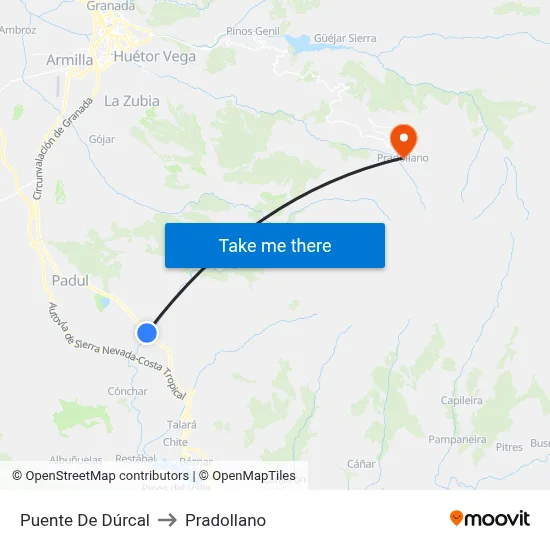 Puente De Dúrcal to Pradollano map