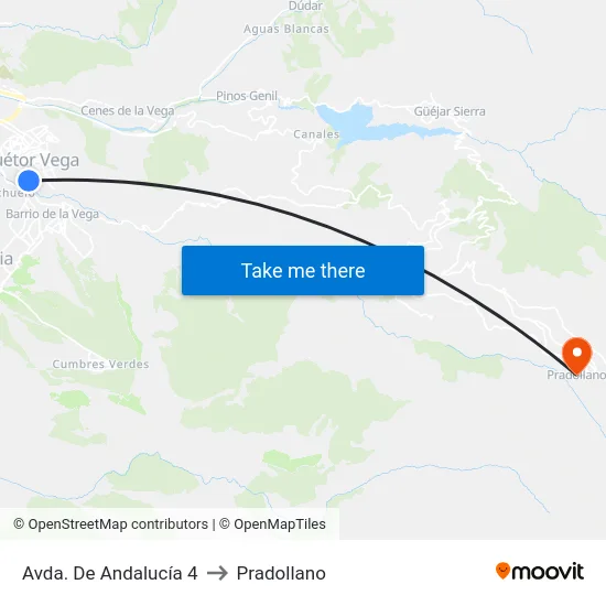 Avda. De Andalucía 4 to Pradollano map