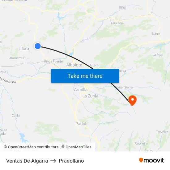 Ventas De Algarra to Pradollano map