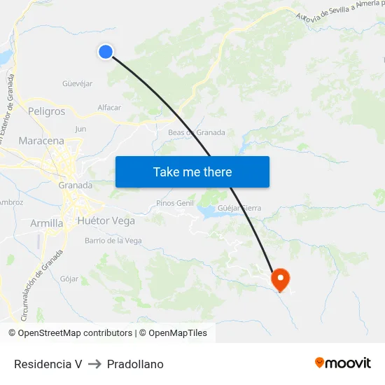 Residencia V to Pradollano map