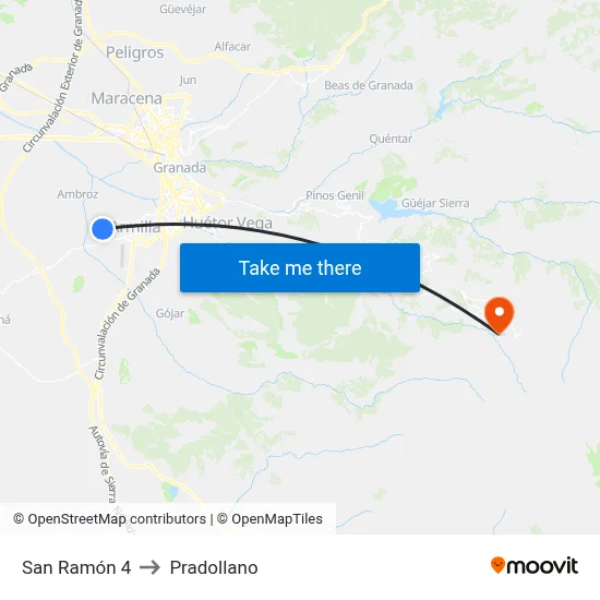San Ramón 4 to Pradollano map