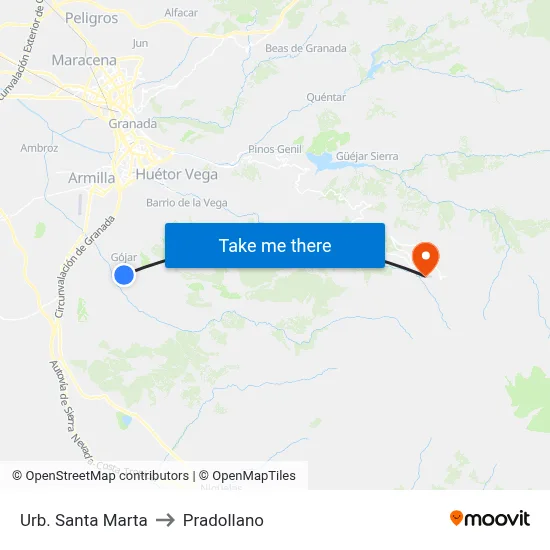 Urb. Santa Marta to Pradollano map