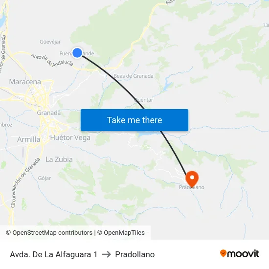 Avda. De La Alfaguara 1 to Pradollano map