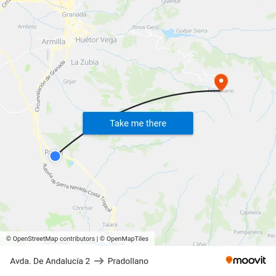 Avda. De Andalucía 2 to Pradollano map