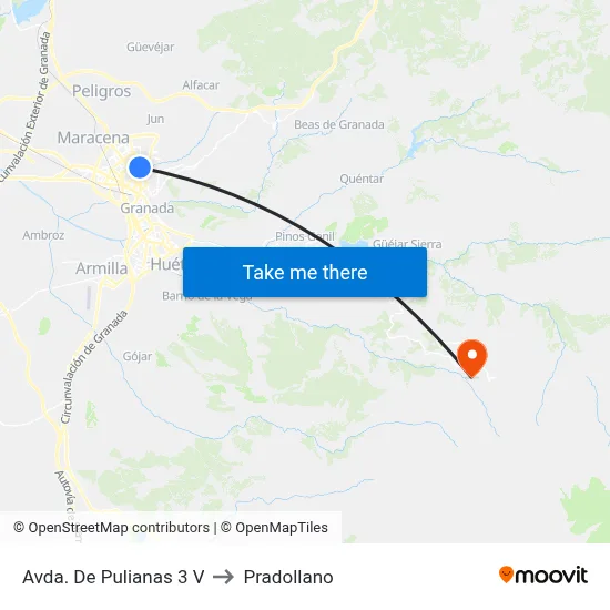 Avda. De Pulianas 3 V to Pradollano map