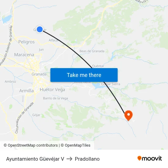 Ayuntamiento Güevéjar V to Pradollano map