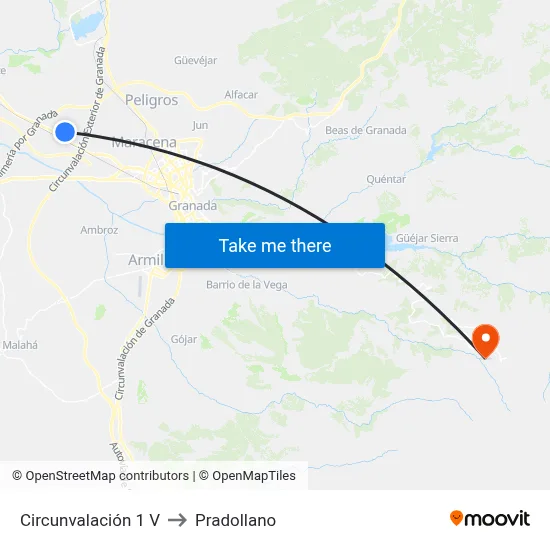 Circunvalación 1 V to Pradollano map