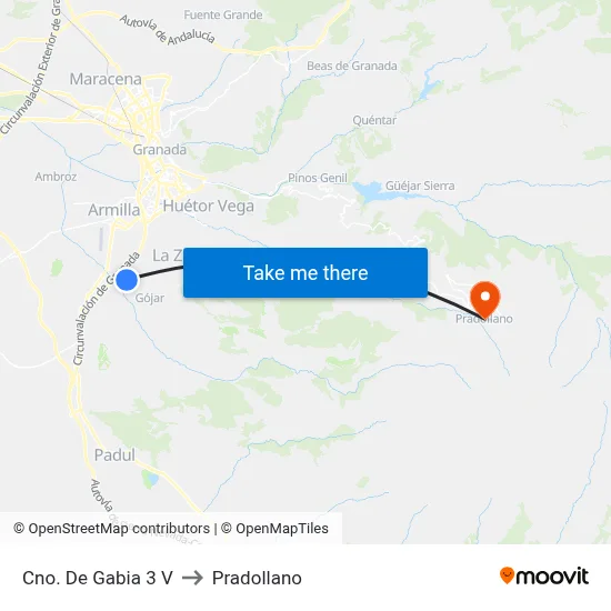 Cno. De Gabia 3 V to Pradollano map