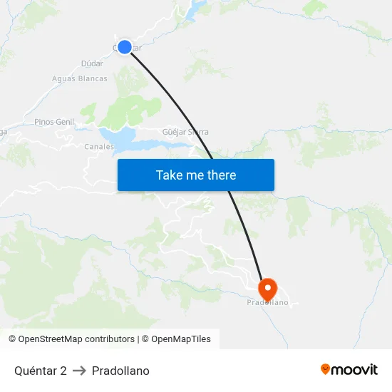 Quéntar 2 to Pradollano map