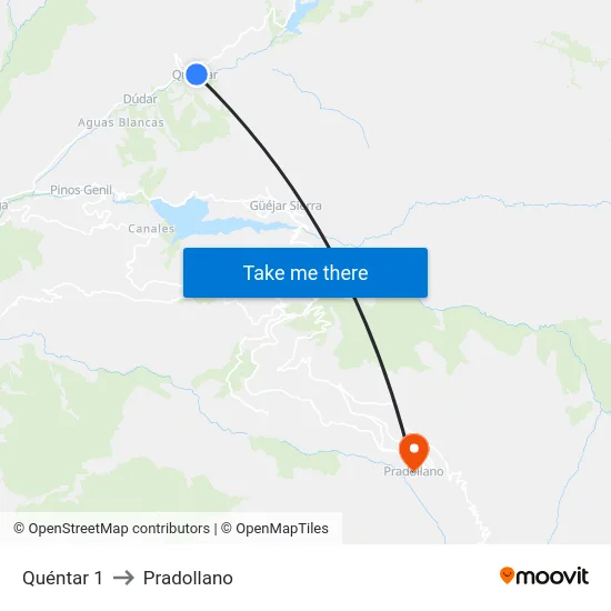 Quéntar 1 to Pradollano map