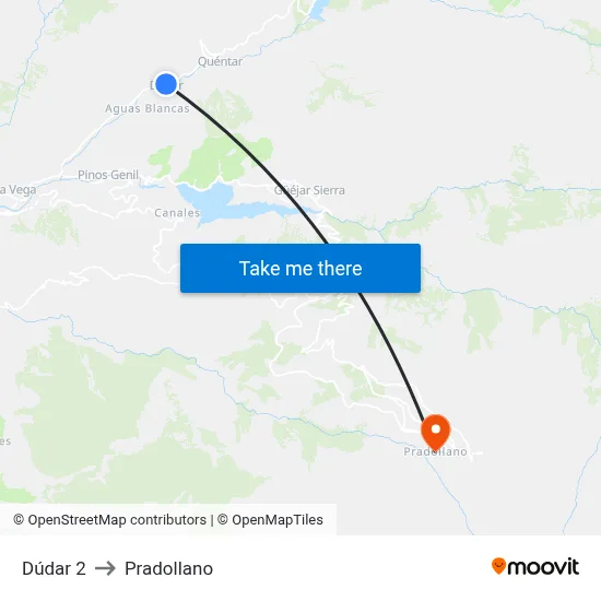 Dúdar 2 to Pradollano map