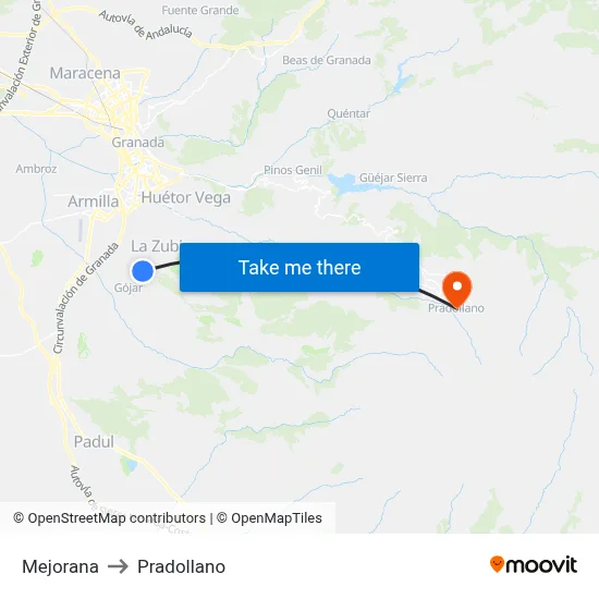 Mejorana to Pradollano map