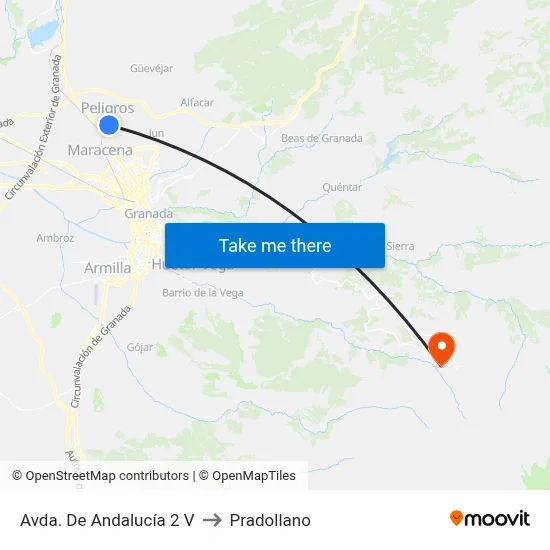 Avda. De Andalucía 2 V to Pradollano map