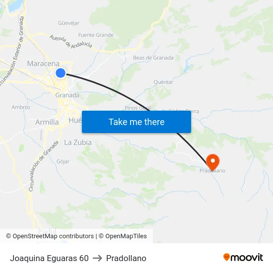 Joaquina Eguaras 60 to Pradollano map