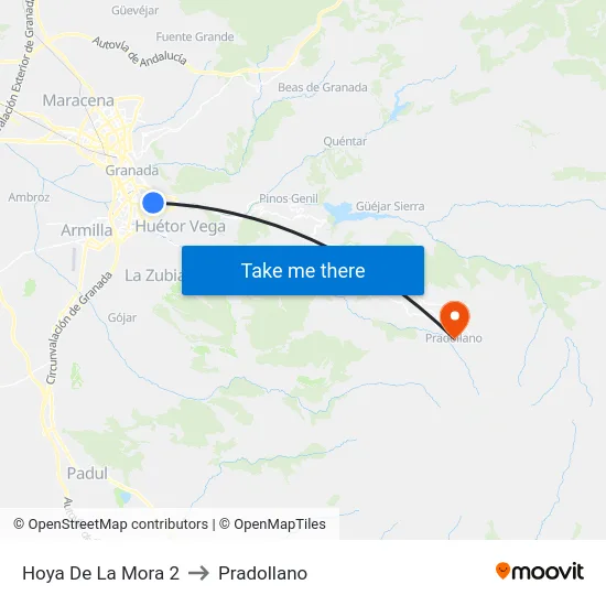 Hoya De La Mora 2 to Pradollano map