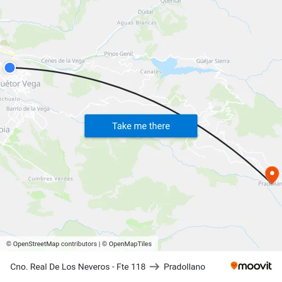Cno. Real De Los Neveros - Fte 118 to Pradollano map