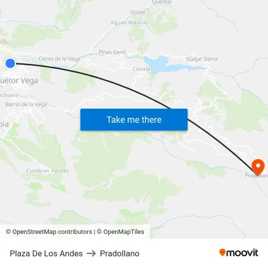 Plaza De Los Andes to Pradollano map