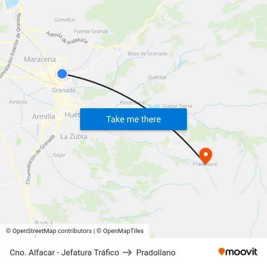 Cno. Alfacar - Jefatura Tráfico to Pradollano map