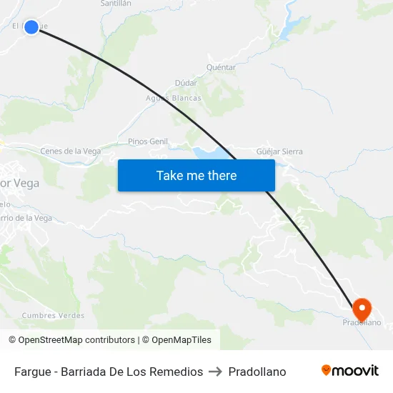 Fargue - Barriada De Los Remedios to Pradollano map