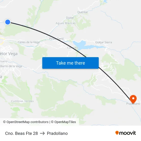 Cno. Beas Fte 28 to Pradollano map