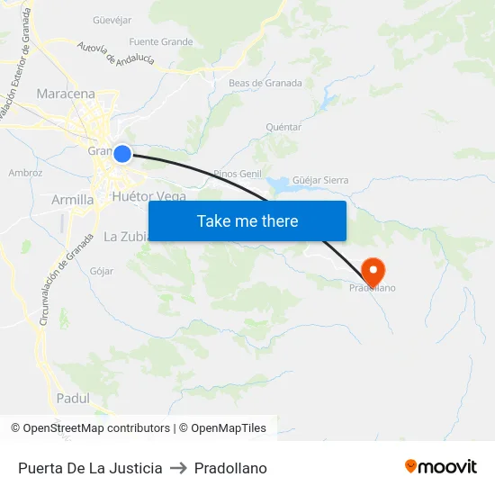 Puerta De La Justicia to Pradollano map