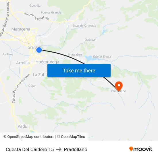 Cuesta Del Caidero 15 to Pradollano map