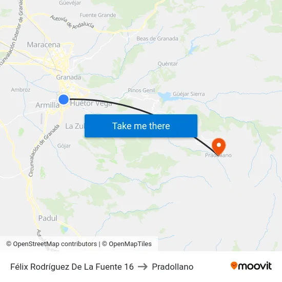 Félix Rodríguez De La Fuente 16 to Pradollano map
