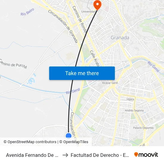 Avenida Fernando De Los Rios, 91 to Factultad De Derecho - Edificio Aulario map