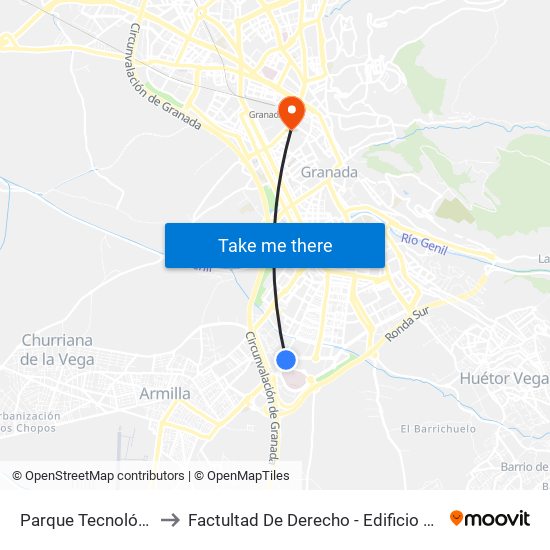 Parque Tecnológico to Factultad De Derecho - Edificio Aulario map