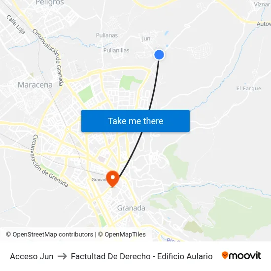 Acceso Jun to Factultad De Derecho - Edificio Aulario map