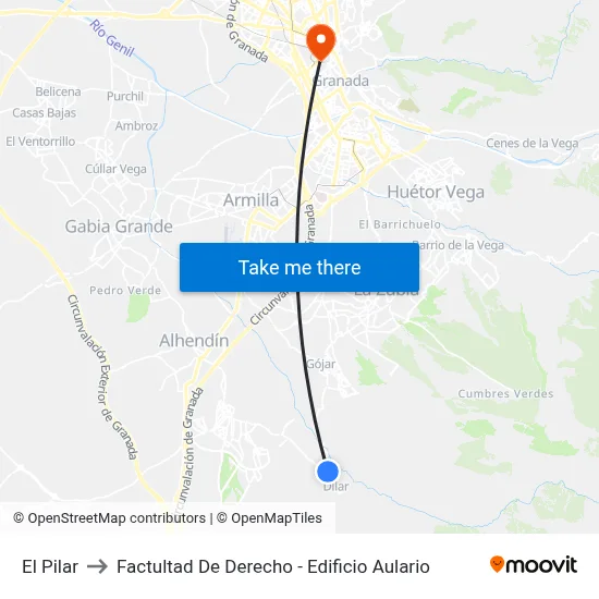 El Pilar to Factultad De Derecho - Edificio Aulario map