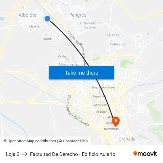 Loja 2 to Factultad De Derecho - Edificio Aulario map