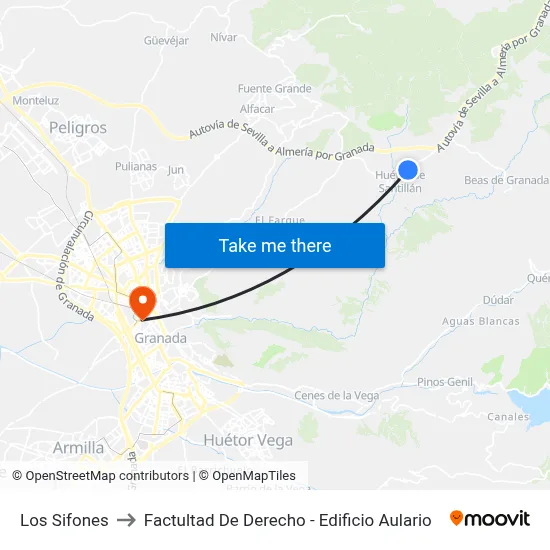 Los Sifones to Factultad De Derecho - Edificio Aulario map